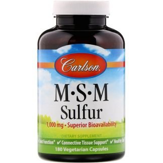 Carlson Labs, MSM硫黄、1,000mg、植物性カプセル180個