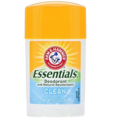 Arm & Hammer, エッセンシャルズナチュラルデオドラント、クリーン、1.0オンス (28 g)