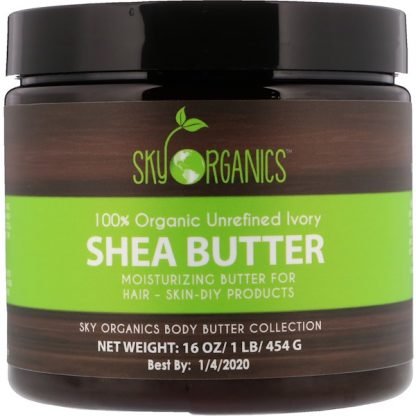 Sky Organics, シアバター、オーガニック未精製アイボリー100％、16 fl oz (454 g)