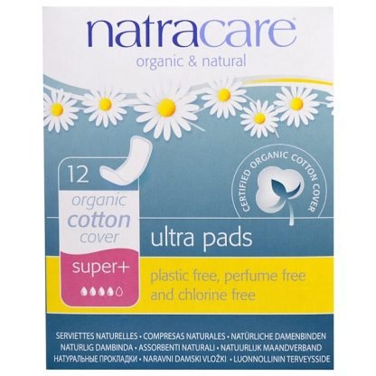 Natracare, ウルトラパッド, 有機綿カバー, スーパー＋, 12パッド