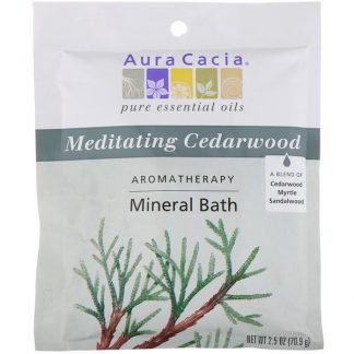 Aura Cacia, アロマテラピー・ミネラルバス、メディテーティング・シダーウッド、 2.5オンス (70.9 g)
