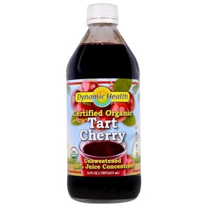 Dynamic Health  Laboratories, 認定オーガニックタルトチェリー、濃縮ジュース100％、無糖、473 ml