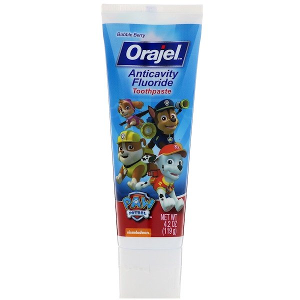 Orajel, パウパトロール・フッ化物練り歯磨き、バブルベリー、4.2 oz (119 g)