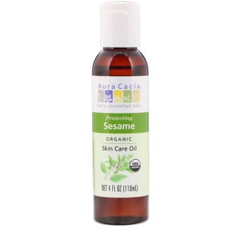 Aura Cacia, オーガニック スキンケアオイル, セサミ,  4 液量オンス (118  ml)