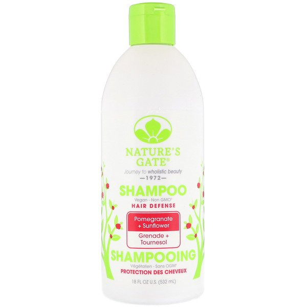 Nature's Gate, シャンプー、ヘアディフェンス、ザクロ+ ヒマワリ、18液量オンス (532 ml)
