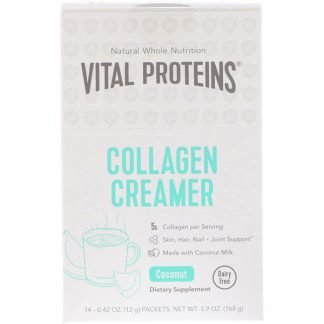 Vital Proteins, コラーゲンクリーマー、ココナッツ、14パケット、各0.42 oz (12 g)