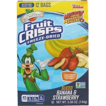 Brothers-All-Natural, Disney Junior, Fruit Crisps, Sliced Banana & Strawberry, 12 Pack, 5.08 oz (144 g)