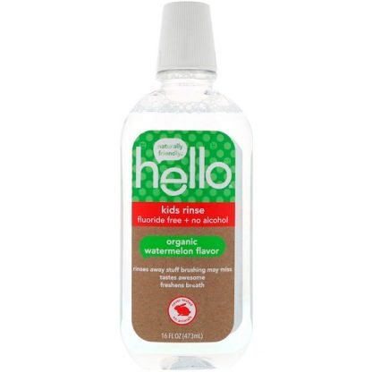 Hello, 子供用リンス、フッ化物フリー + ノーアルコール、オーガニックスイカフレーバー、16液量オンス (473 ml)