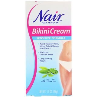 Nair , ヘアリムーバー、ビキニクリーム、センシティブフォーミュラ、緑茶配合、1.7オンス (48 g)