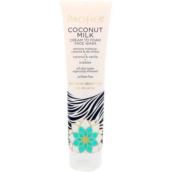 Pacifica, Coconut Milk Cream to Foam Face Wash, 5 fl oz (147 ml)