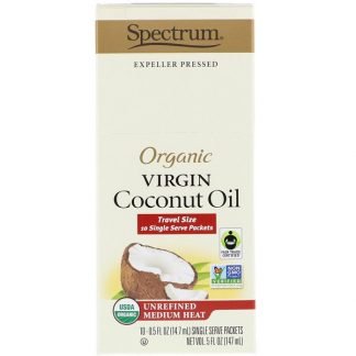 Spectrum Culinary, オーガニックヴァージンココナッツオイル、未精製ミディアムヒート、10回分パケット、各0.5液量オンス (14.7 ml) (Discontinued Item)