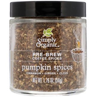 Simply Organic, プリブリューコーヒースパイス、パンプキンスパイス、1.76 oz (50 g)