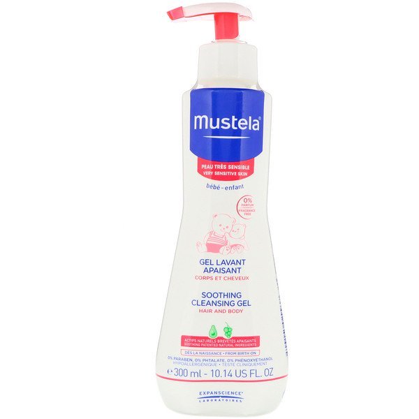 Mustela, ベビー、スージング クレンジングジェル、超敏感肌用、10.14 fl oz (300 ml)