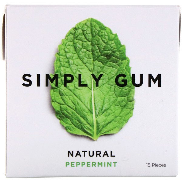 Simply Gum, Gum, Natural Peppermint, 15 Pieces