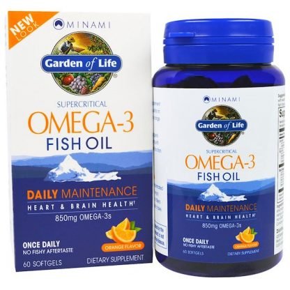 Minami Nutrition, Garden of Life、オメガ-3フィッシュオイル、オレンジの香り、60粒