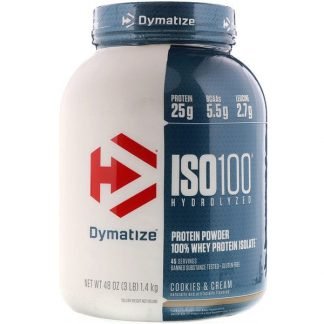 Dymatize Nutrition, ISO 100 加水分解100％分離乳清タンパク質（分離ホエイプロテイン）, クッキー＆クリーム, 3ポンド（1.36 kg）
