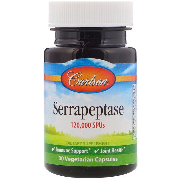 Carlson Labs, セラペプターゼ、120,000 SPUs、植物性カプセル30錠