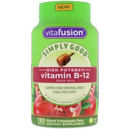 VitaFusion, シンプリーグッド、ビタミンB12、天然ザクロ味、3000mcg、130粒