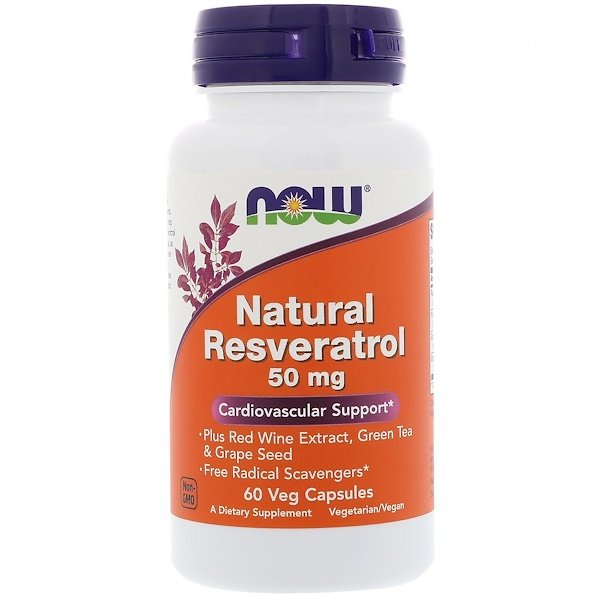 Now Foods, 天然レスベラトロール、50mg、60植物カプセル