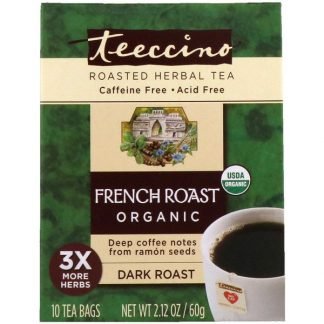 Teeccino, オーガニックローストハーブティー、フレンチロースト、ダークロースト、カフェインフリー、10袋、2.12 oz (60 g) (Discontinued Item)