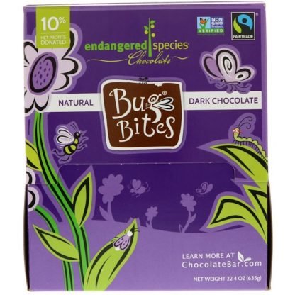 Endangered Species Chocolate, バグバイツ、ナチュラルダークチョコレート、22.4 oz (635 g)