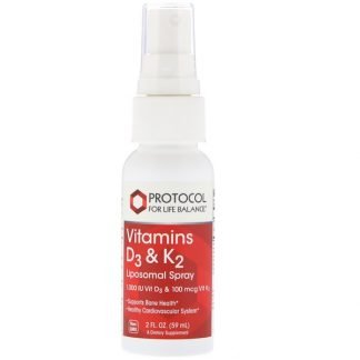 Protocol for Life Balance, ビタミンD3＆K2、リポソームスプレー、2 fl oz (59 ml)