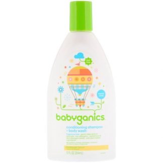 BabyGanics, コンディショニングシャンプー + ボディウォッシュ、無香料、354ml（12 fl oz）