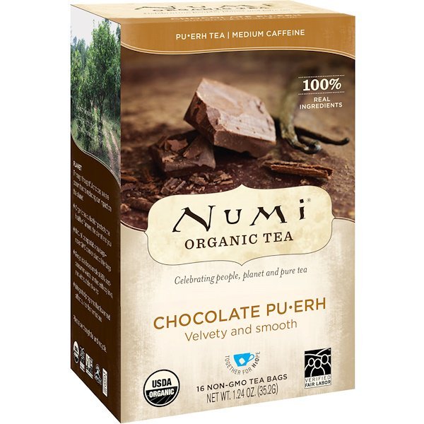 Numi Tea, オーガニック・ティー、プ• アール茶、チョコレート プ• アール茶、ティーバッグ 16個入り、1.24 オンス (35.2 g)
