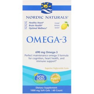 Nordic Naturals, オメガ-3、レモン、690mg、ソフトジェル60個