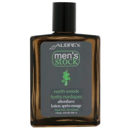Aubrey Organics, メンズストック（Men's Stock）, ノースウッズアフターシェイブ（North Woods After Shave）, クラシックパイン（Classic Pine）, 4液量オンス（118 ml）