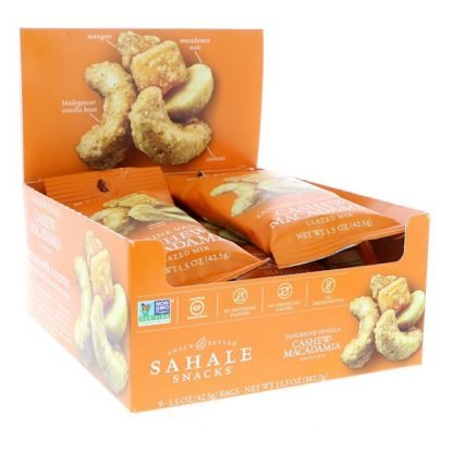 Sahale Snacks, グレイズドミックス、タンジェリン バニラ カシューナッツ・マカダミア、9袋入り、各42.5g（1.5 oz）
