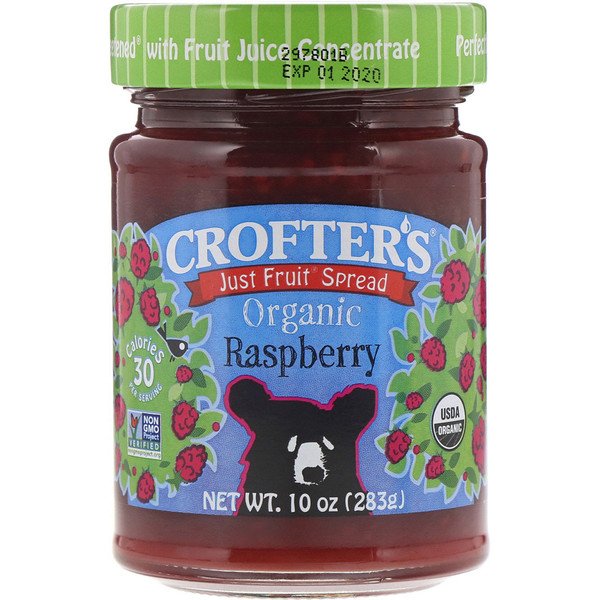 Crofter's Organic, Just Fruit Spread、オーガニック・ラズベリー、 10 oz (283 g)
