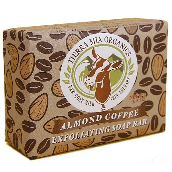 Tierra Mia Organics, ヤギの生ミルクスキンセラピー、角質除去固形石けん、アーモンドコーヒー (108 g)