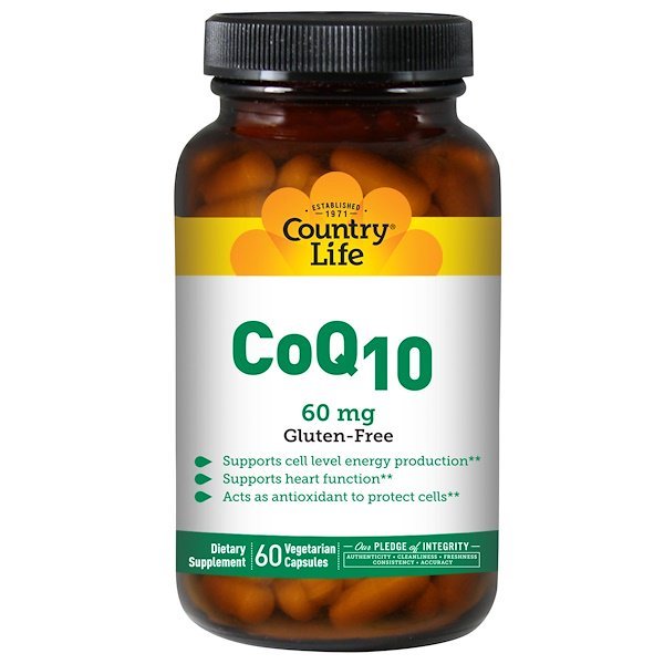 Country Life, CoQ10, 60 mg, 60粒(ベジタリアンカプセル)