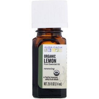 Aura Cacia, Organic Lemon, .25 fl oz (7.4 ml)