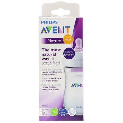 Philips Avent, ボトル用の自然なちくび、1ヶ月以上用、ボトル1本、260ml（9 oz）