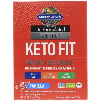 Garden of Life, Dr. Formulated Keto Fit Weight Loss Shake, Vanilla, 10 Packets, 1.25 oz (35.5 g) Each
