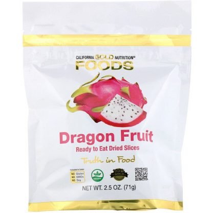 California Gold Nutrition, ドラゴンフルーツ、そのまま食べられるドライスライス、71 g（2.5 oz）