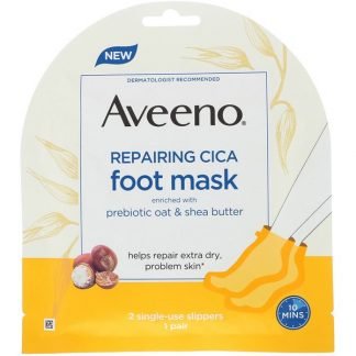 Aveeno, 肌を修復するCicaフットマスク、使い捨てスリッパ2枚