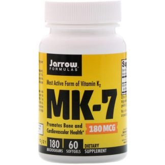 Jarrow Formulas, MK-7、最も生物活性の高いビタミンK2、180 mcg、ソフトジェル60粒