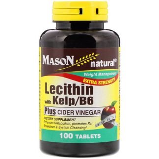 Mason Natural, Lecithin with Kelp/B6 Plus Cider Vinegar Extra Strength, 100 Tablets