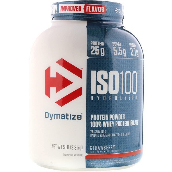 Dymatize Nutrition, ISO100ハイドロライズド、100%ホエイプロテインアイソレート、イチゴ、2.3 kg