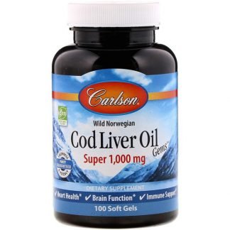 Carlson Labs, 天然ノルウェー産コッドリバーオイルジェム、極上、1,000mg、ソフトジェル100粒