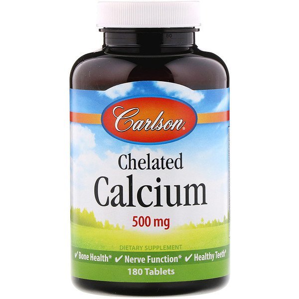 Carlson Labs, キレート化カルシウム、500 mg、180錠