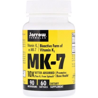 Jarrow Formulas, MK-7、MK-7としてのビタミンK2、90mcg、ソフトジェル 60粒