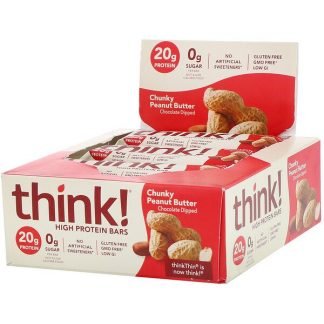 ThinkThin, ハイプロテインバー、チャンキーピーナッツバター、10本、各 2.1 oz (60 g)