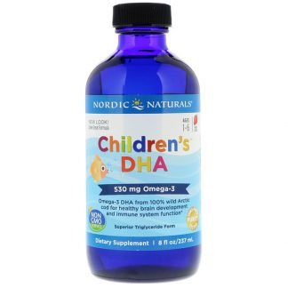 Nordic Naturals, 子供用DHA、ストロベリー、530 mg, 8 fl oz (237 ml)