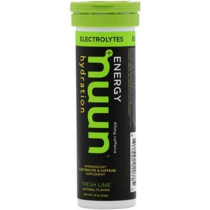 Nuun, エネルギー、発泡電解質 & カフェインサプリメント、フレッシュライム、10錠