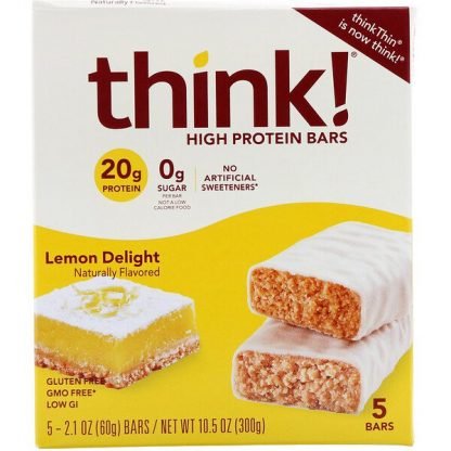 ThinkThin, ハイプロテインバー、レモンディライト、バー5本、各2.1 oz (60 g)