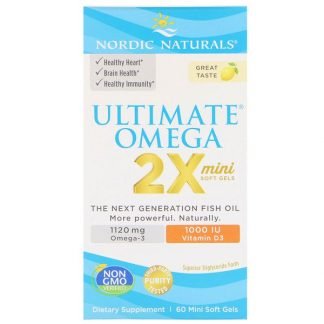 Nordic Naturals, ビタミンD3配合アルティメットオメガ2X、レモン、60ミニソフトジェル